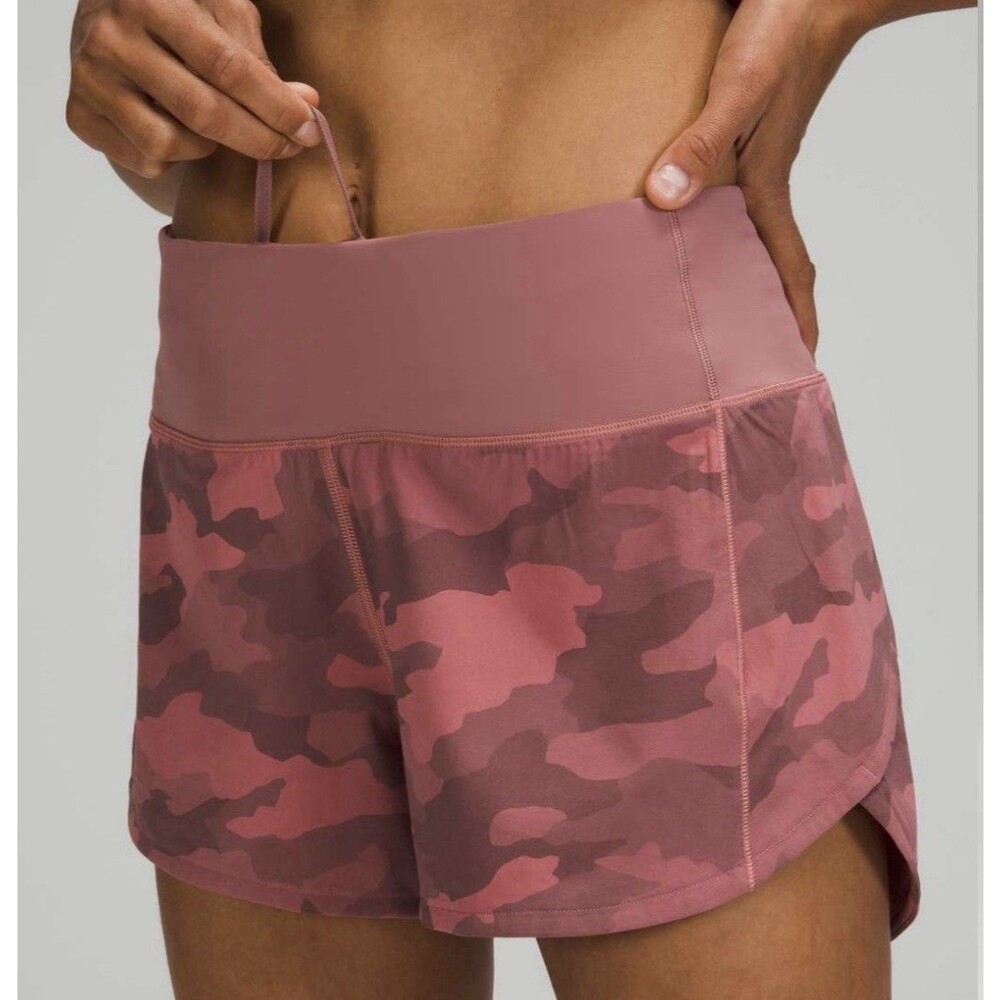 Lululemon Women Speed Up Low Rise Short Camo Brier Rose Mult Spiced Chai 10 Tall